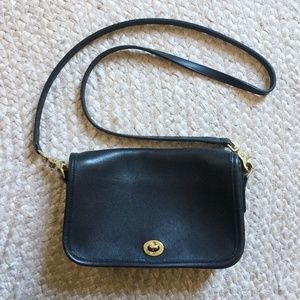 COACH Vintage Crossbody Purse in Black Leather